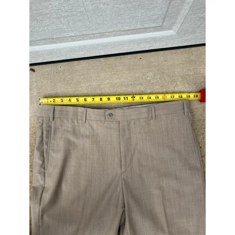 Zanella Men's Bennett 100% Lana Wool Italy Dress Pants 38 Brown Pleated Cuffed